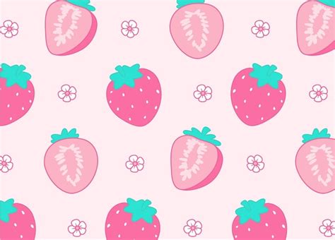 Padrão sem costura de frutas de morango fofo estilo kawaii para padrão