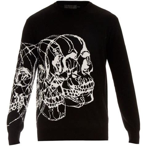 Alexander McQueen Multi Skulls Intarsia Knit Sweater Sweaters Mens