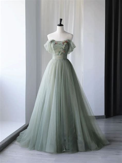 Elegant A Line Sweetheart Tulle Formal Prom Dress Beautiful Long Prom