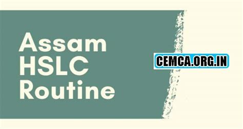 Assam HSLC Exam Routine 2024 Sebaonline Org SEBA Class 10th Time