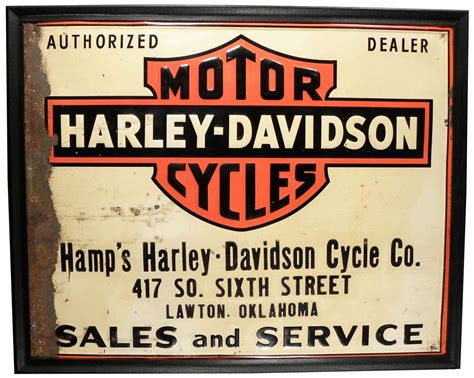 Scarce 1930s Harley Davidson Embossed Tin Sign