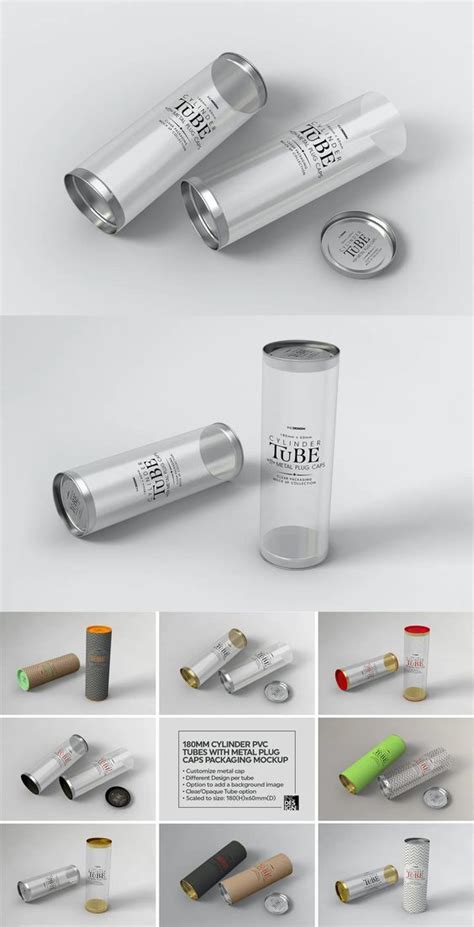 180mm Clear Cylinder Packaging Mock Up Design Template Place Spices