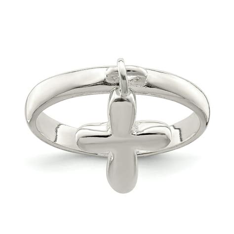 Saris and Things - 925 Sterling Silver Solid Cross Dangle Ring ...