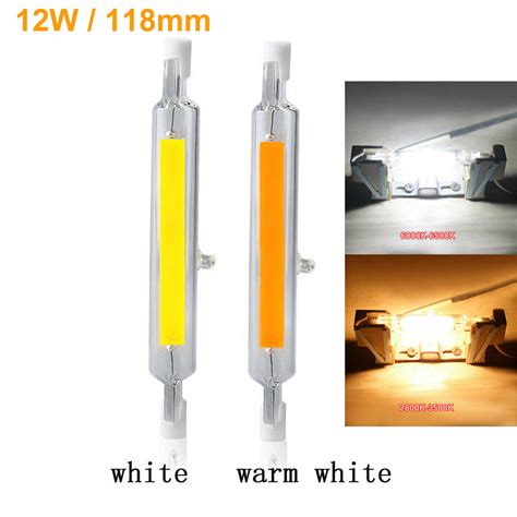 2x Dimmable R7s Led Light Bulb 78mm 118mm 6w 25w Cob Ceramic Glass Tube