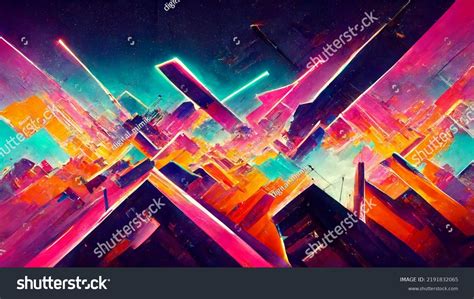 3d Graffiti Synthwave Abstract Neon Cyberpunk Stock Illustration