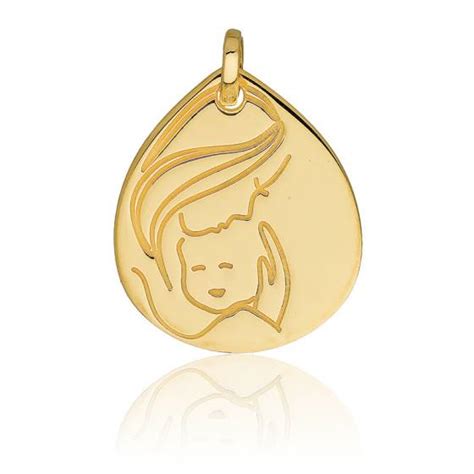 Médaille Ovale Vierge à l enfant Or Jaune 750 Vandona Ocarat