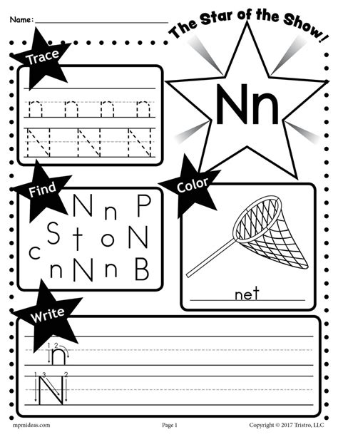 Free Letter N Worksheet Tracing Coloring Writing And More Supplyme