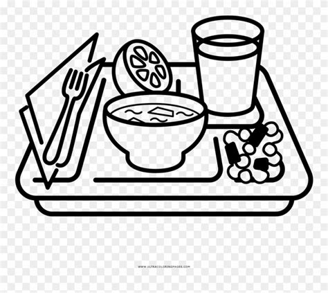 Food Tray Coloring Page - Food Tray Clipart Black And White - Png Download (#4028757) - PinClipart