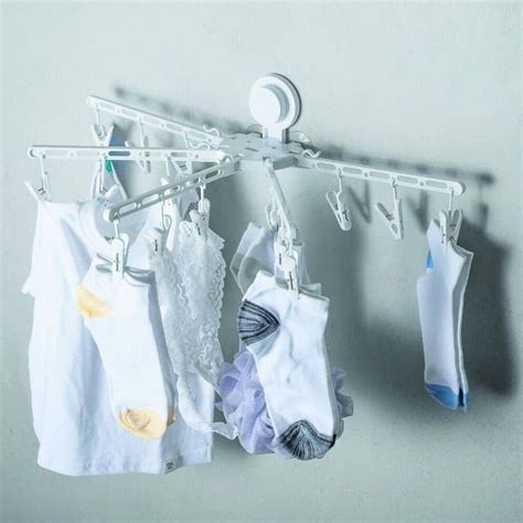 Tendoir Linge Pliant Mural Ventouse Avec Pinces Pour Sous