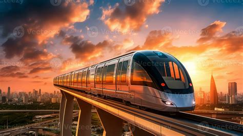 Sky Train Of A Beautiful Transportation With Futuristic Design Ai