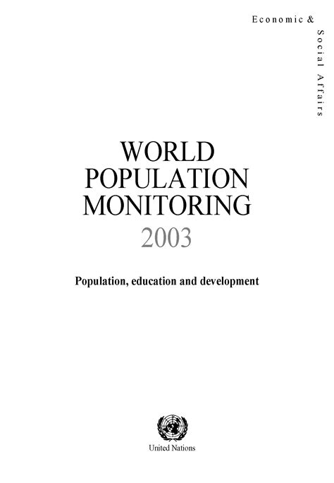 World Population Monitoring 2003: Population, Education and Development