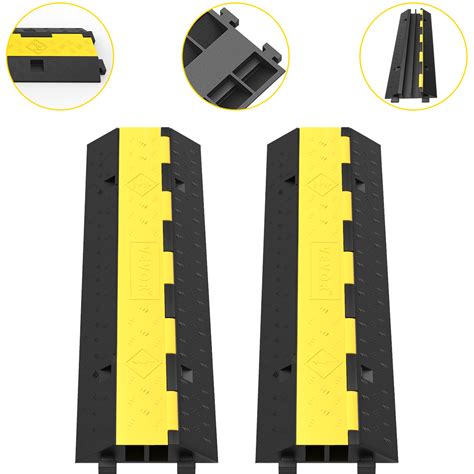 Vevor Cable Protector Ramp 2 Packs 2 Channels Speed Bump Hump Rubber