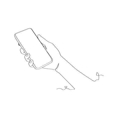 Premium Vector Continuous Line Drawing Of Person Holding Smartphone