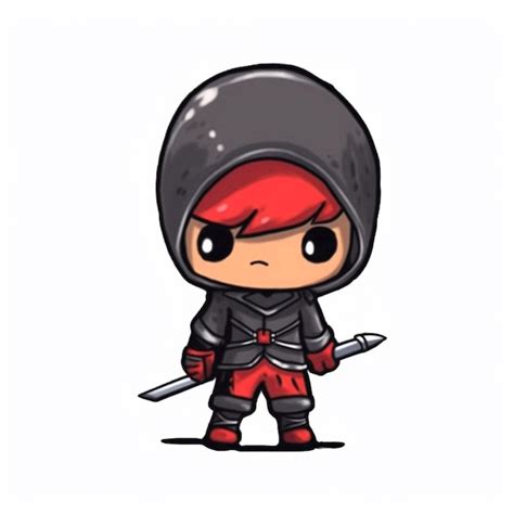 Um Personagem De Desenho Animado De Um Ninja Uma Espada E Capacete