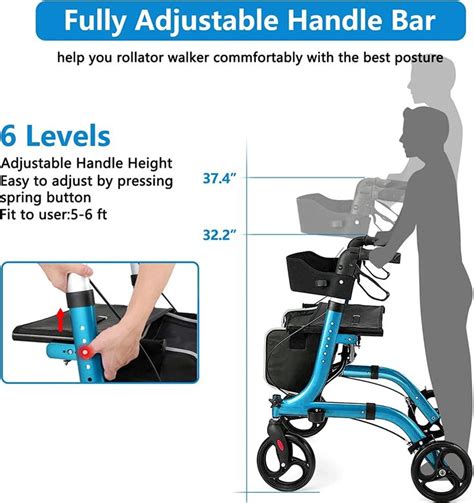 Healconnex Rollator Walkers For Seniors Folding Rollator Walker With