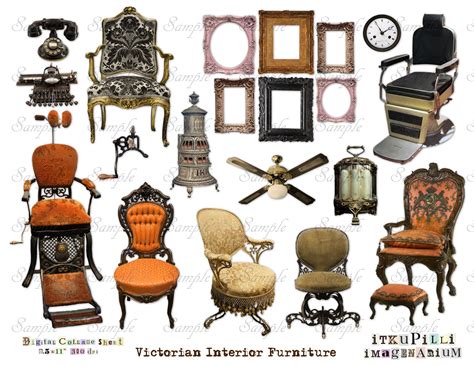 Victorian Interior Furniture Steampunk Digital Collage Etsy