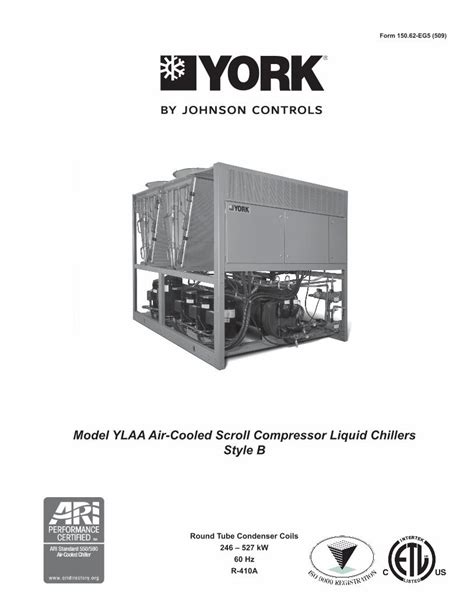 Pdf Model Ylaa Air Cooled Scroll Compressor Liquid Chillers