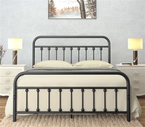 Ambee Vintage Queen Metal Bed Frame With Headboard And Footboard