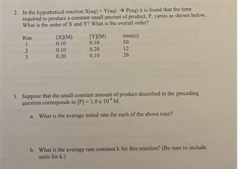 Solved In The Hypothetical Reaction X Aq Y Aq P Aq It Chegg