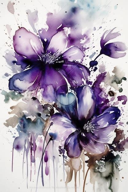 Premium Ai Image A Watercolor Painting Of Purple Flowers