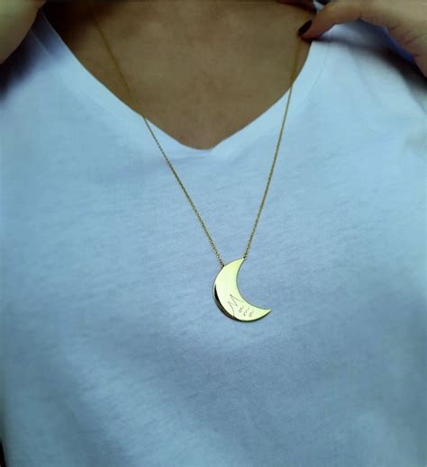 Gold Crescent Moon Necklace 18k Solid Gold Stevie Nicks Etsy