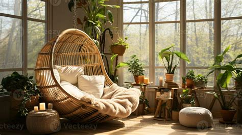 Vintage Boho Interior Room Design Plant-Filled Bohemian Scene for Inspired Interior Mockup Art ...