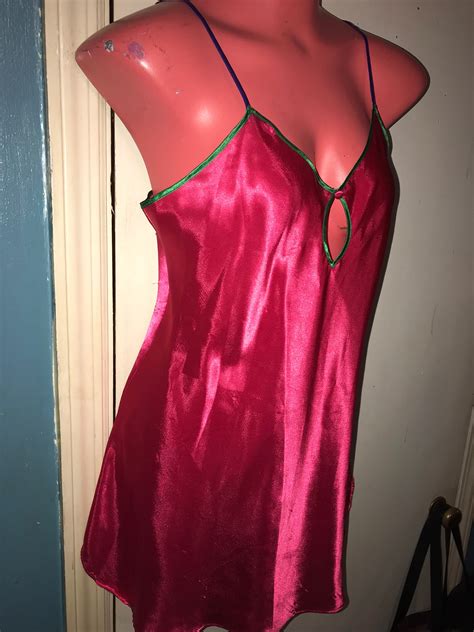 Vintage Pink Victorias Secret Nightie Pink Satin Nightie Gold Label