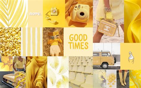 Yellow Boujee Aesthetic Wall Art Collage Pack Of Pieces Etsy