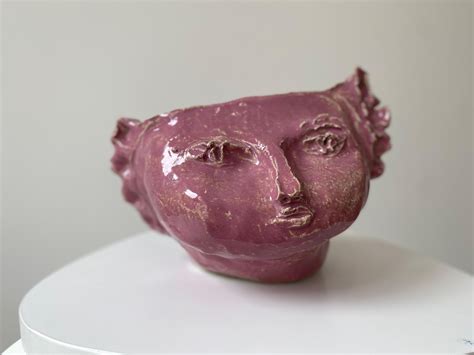 Kathleen Rhee Pink Sweet Girl Rustic Wabi Sabi Hand Sculpted Glazed