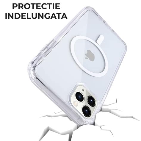 Set Husa MagSafe Transparenta Si Folie Sticla Protectie Ecran Pentru