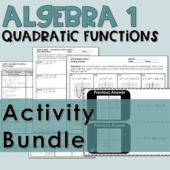 Algebra Quadratic Functions Activity Bundle By Justmaththings