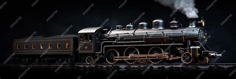 Premium AI Image | Steam locomotive side view black background