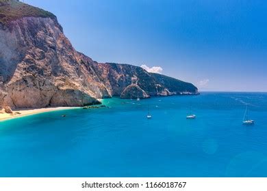 Porto Katsiki Most Beautiful Beach Lefkada Stock Photo