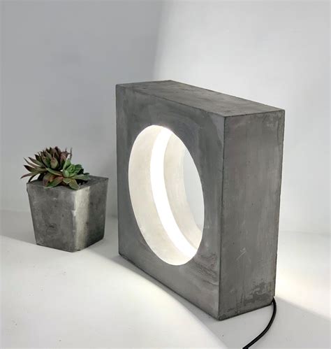 Concrete Lamp Concrete Table Lamp Desk Lamp Led Lamp Etsy