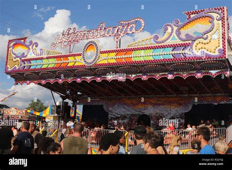 Himalaya Carnival Ride Crowd Of People In The Foreground Canfield