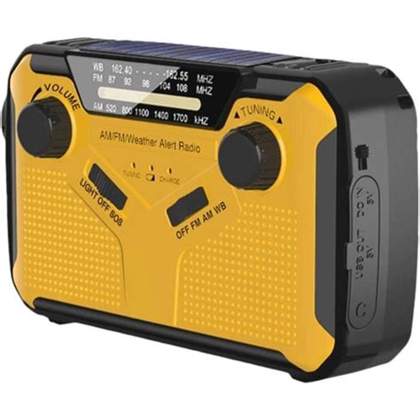 Radio Météo D Urgence Manivelle Solaire Rechargeable À Piles Sèches