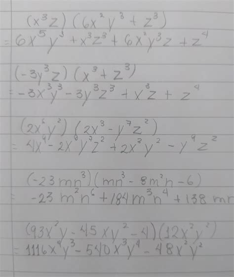 Porfa Ay Denme Con Estas Multiplicaciones De Monomios Por Polinomios