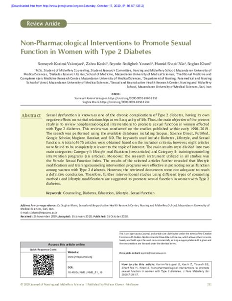 Pdf Non Pharmacological Interventions To Promote Sexual Function In