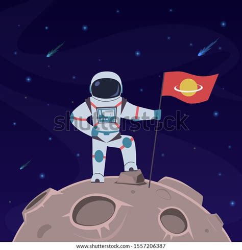 6 Astronaut Move Flag In Moon Surface Images, Stock Photos, 3D objects ...