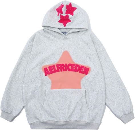 Aelfric Eden Womens Graphic Hoodies Pink Star Print Hoodie Unisex