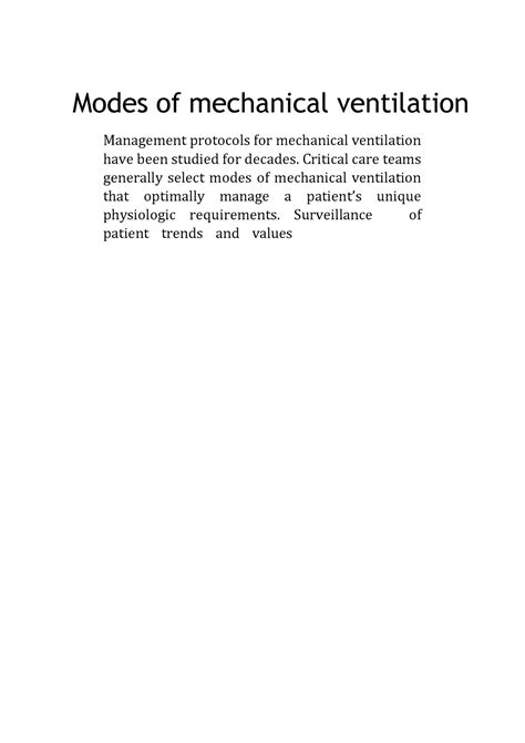 Modes of mechanical ventilation - Modes of mechanical ventilation ...