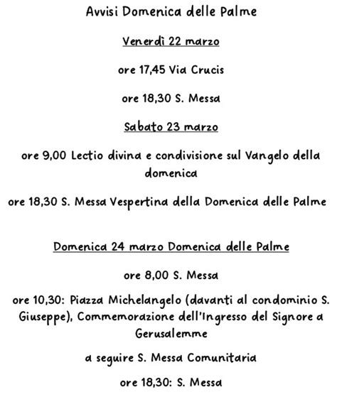 Avvisi Domenica Delle Palme Parrocchia Marina Di Montemarciano