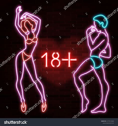 18 Banner Neon Silhouette Sexy Man Stock Vector Royalty Free