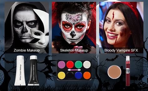 Amazon.com : 2022 Upgraded Halloween Makeup Kit, White Black Skeleton ...