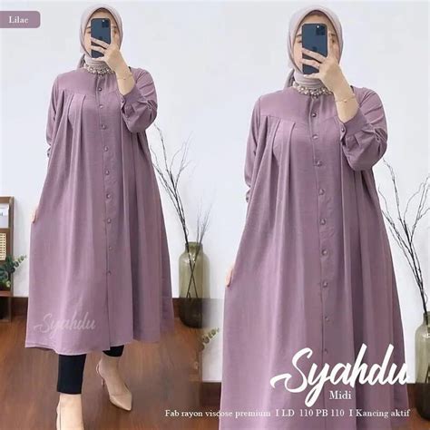 Jual Midi Dress Terbaru Pakaian Muslim Kekinian Syahdu Midi Dress Gamis