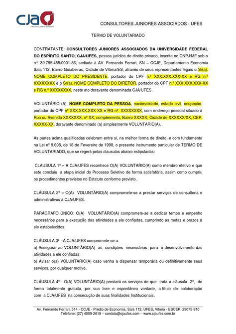 Modelo Termo De Voluntariado By Sucesso Issuu