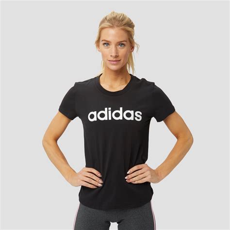 Adidas Essentials Linear Slim Shirt Zwart Dames