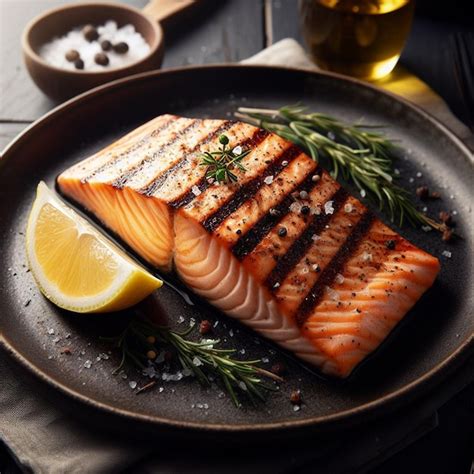 Premium Photo | Grilled salmon fillet