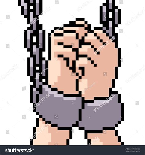 Vector Pixel Art Handcuff Isolated Cartoon Stock Vector Royalty Free