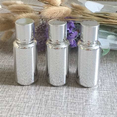 Pieces Lot Empty Ml Glass Silver Plated Bottle For Essential Oil